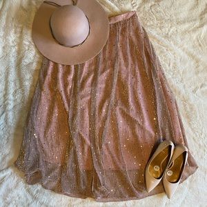 Blush Sequin Polka Dot Skirt